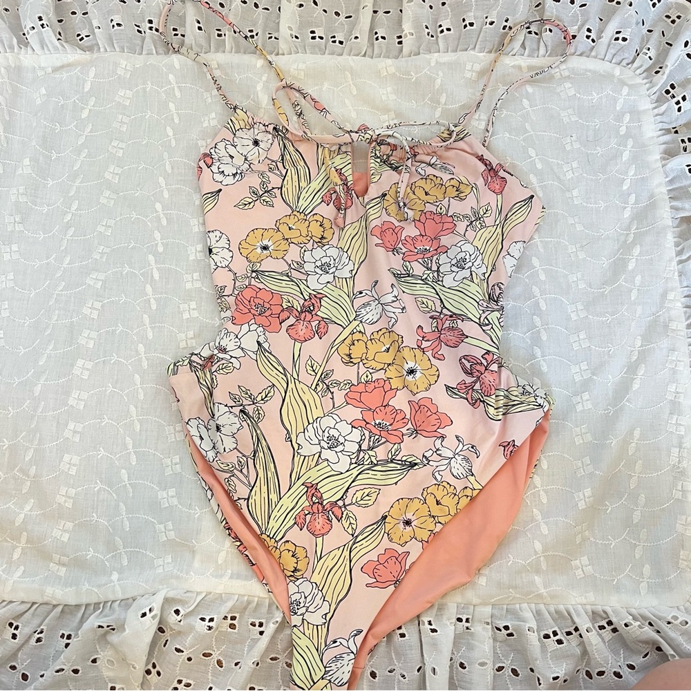 Dippin' Daisys Floral One Piece in Pink and Yellow